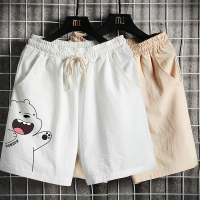 wsng 男士短裤子夏季外穿棉麻五分裤宽松潮流加肥加大码亚麻沙滩休闲裤 男