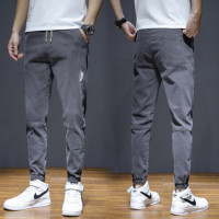 冬季弹力九分牛仔裤男士韩版修身时尚秋冬小脚裤潮流加绒春秋款休闲长裤子wsng