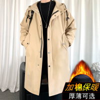 风衣外套男中长款秋冬加厚男装2021新款秋季冬季长款宽松大衣男wsng
