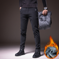 秋冬款休闲裤男加绒加厚长裤子2021年冬季新款磨毛商务直筒大码西裤男士潮 wsng