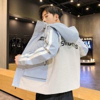 春秋款男士连帽夹克韩版潮流个性拼色帅气学生外套秋装男褂子