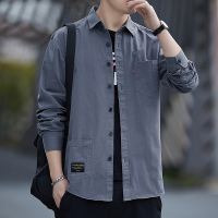 长袖衬衫男士春季新款韩版潮流纯棉休闲宽松衬衣七分袖工装外套 Wsng