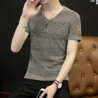 男士冰丝针织短袖T恤男2022新款夏季韩版修身半袖体桖男装上衣服 Wsng
