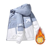 wsng 夹克男士春冬季休闲韩版潮流加绒上衣男装工装连帽学生外套棉衣男