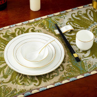 是尚 餐具套装酒店摆台餐具饭店套装陶瓷碗碟盘勺 金边7件套