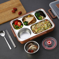 是尚 304不锈钢饭盒+餐具+不锈钢泡面碗带盖5格