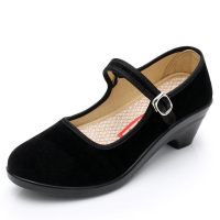 枫述新款老北京布鞋女鞋中跟单鞋软底工作鞋黑色酒店鞋跳舞妈妈鞋