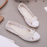 枫述布鞋女夏2021年新款透气镂空蕾丝软底孕妇网红平底豆豆春秋单鞋子