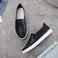 枫述夏季透气一脚蹬镂空皮面小白鞋女网鞋学生鞋韩版板鞋平底护士女鞋