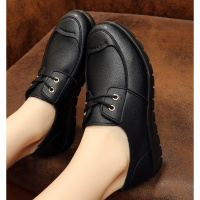 枫述肯德基工作鞋女黑色上班单鞋不累脚软底平底舒适妈妈女士皮鞋