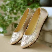 枫述老北京布鞋女单鞋水钻透气一脚蹬休闲鞋女浅口舒适平底时尚工作鞋