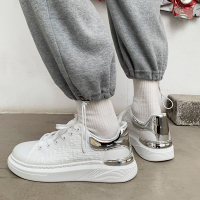 枫述2021年夏季新款板鞋透气帆布男鞋潮流百搭小白鞋增高ins运动休闲