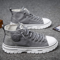 枫述2021春季新款帆布鞋马丁靴子高帮工装男鞋青年休闲百搭灰潮鞋夏季