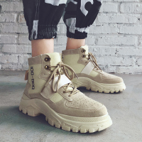 枫述中帮秋季马丁靴子冬季高帮百搭工装ulzzang雪地加绒保暖棉鞋男鞋