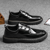 枫述秋季帅气小皮鞋男韩版潮流英伦百搭鞋子男学生透气黑色大头皮鞋男