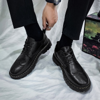 枫述春季黑色皮鞋男韩版潮流英伦商务正装休闲鞋百搭青年系带西装男鞋