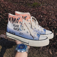 枫述男鞋夏季潮鞋2021新款青少年潮流百搭涂鸦帆布鞋男学生高帮板鞋男