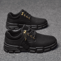 枫述男士大头皮鞋黑色休闲防滑防水耐磨低帮马丁靴工装男鞋户外工作鞋