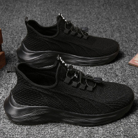 枫述男鞋防臭透气运动鞋休闲鞋软底防滑耐磨鞋全黑色厨房工作鞋跑步鞋