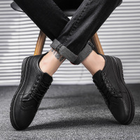 枫述英伦风韩版青少年潮流休闲商务正装布洛克百搭黑色春季小皮鞋男士