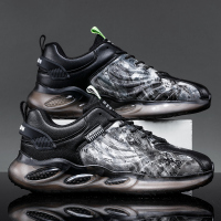 枫述华璐琦男鞋冬季潮流百搭网面运动休闲软底跑步增高黑色老爹潮鞋