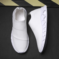 述雅2021年春季新款袜子鞋男懒人休闲小白鞋飞织网面潮鞋夏季透气薄款