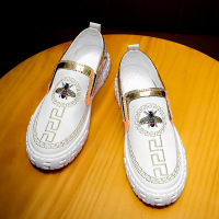 述雅2021年新款夏季一脚蹬男鞋百搭休闲小白板鞋欧洲站小蜜蜂潮牌潮鞋