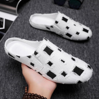 述雅2021年新款春夏季男鞋透气帆布鞋设计感小众原创豆豆鞋一脚蹬潮鞋