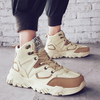 述雅男生马丁靴工装靴子春季高帮男鞋沙漠靴百搭韩版潮流中帮ins潮鞋
