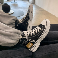 述雅2021新款帆布鞋男高帮板鞋ins厚底潮鞋韩版潮流百搭夏季男鞋增高