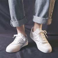 述雅夏季基础百搭小白鞋男韩版潮流反光西装板鞋透气皮面港风鞋子男潮