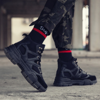 述雅黑色马丁靴男高帮2020春季新款大码45休闲运动骑行鞋徒步工装鞋46