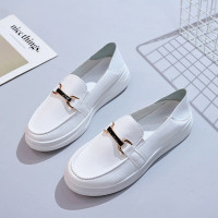 述雅小白鞋秋季薄款2021新款厚底休闲鞋孕妇单鞋护士豆豆一脚蹬女鞋子