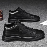 述雅秋季厨师厨房中帮专用男鞋休闲黑色皮鞋工作劳保冬季潮鞋