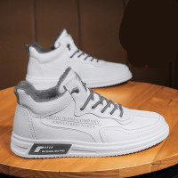 述雅冬季男鞋2021年新款加绒加厚中帮棉鞋皮面休闲英伦皮鞋男