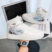 述雅男鞋秋季2021年新款高帮鞋百搭情侣板鞋芝麻街联名潮鞋