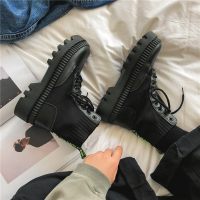 述雅机车皮靴男鞋秋季ins马丁靴增高帮工装皮鞋秋季韩版百搭潮流中帮