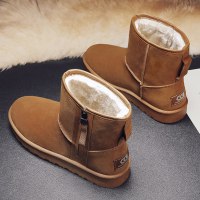 述雅东北雪地靴男冬季皮毛一体皮鞋男士加绒加厚保暖棉鞋