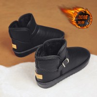 述雅冬季雪地靴男士皮毛一体户外皮鞋秋冬款加绒加厚保暖棉鞋