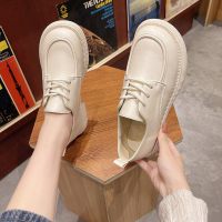 述雅女鞋英伦风2022年新款搭扣秋冬豆豆鞋子冬季单鞋乐福鞋