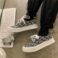 述雅帆布鞋男低帮2021新款秋季透气原宿风男鞋子ins板鞋厚底豹纹潮鞋