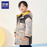 罗蒙2021中长款儿童羽绒服新款男童秋冬季中大童中长款童装白鸭绒