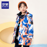 罗蒙童装2021新款儿童洋气中长款羽绒服保暖外套男童白鸭绒秋冬季