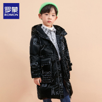 罗蒙童装2021新款儿童洋气中长款羽绒服男童官方正品白鸭绒秋冬季