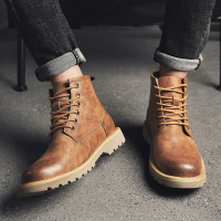 苏芈冬季百搭马丁靴韩版潮流英伦休闲高邦棉鞋男士高帮鞋工装大头皮鞋