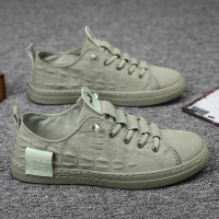 苏芈夏季新款帆布鞋子男潮鞋冰丝透气休闲布鞋男纯色鳄鱼纹潮流板鞋子