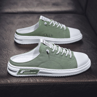 苏芈夏季透气男鞋一脚蹬懒人休闲冰丝雨伞布板鞋工作布鞋包头半拖潮鞋