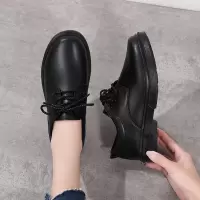 苏芈厚底小秋季玛丽珍鞋松糕鞋英伦风女鞋系带圆头黑色职业工作鞋