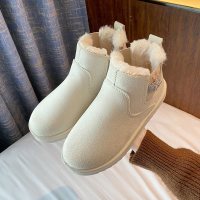 苏芈冬鞋2021年新款女加绒加厚雪地靴一脚蹬时尚保暖懒人鞋百搭豆豆鞋