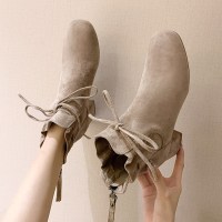 苏芈短靴女2021年新款春秋百搭英伦风粗跟高跟加绒秋冬季马丁靴子棉鞋